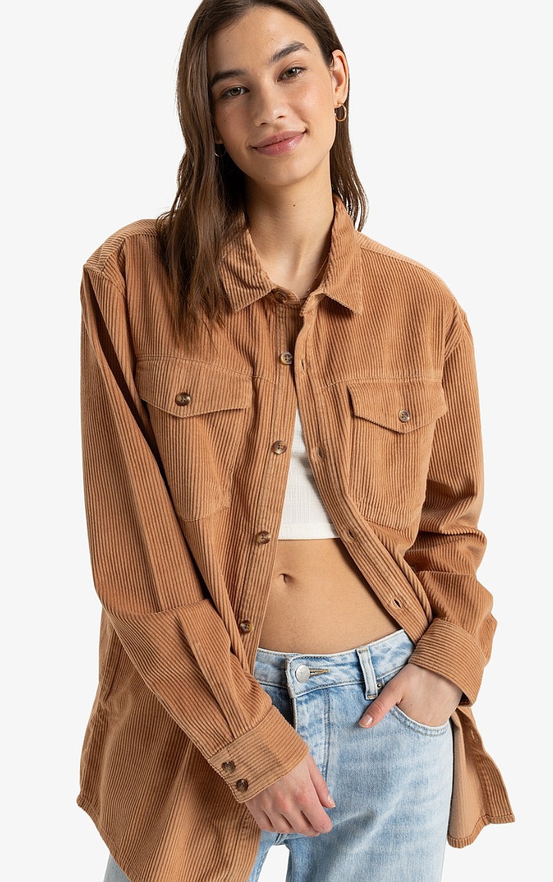 chemise Roxy Let It Go Cord LS - CLB0/Camel - women´s