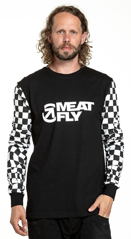tričko Meatfly Judgement LS - Checkered Black