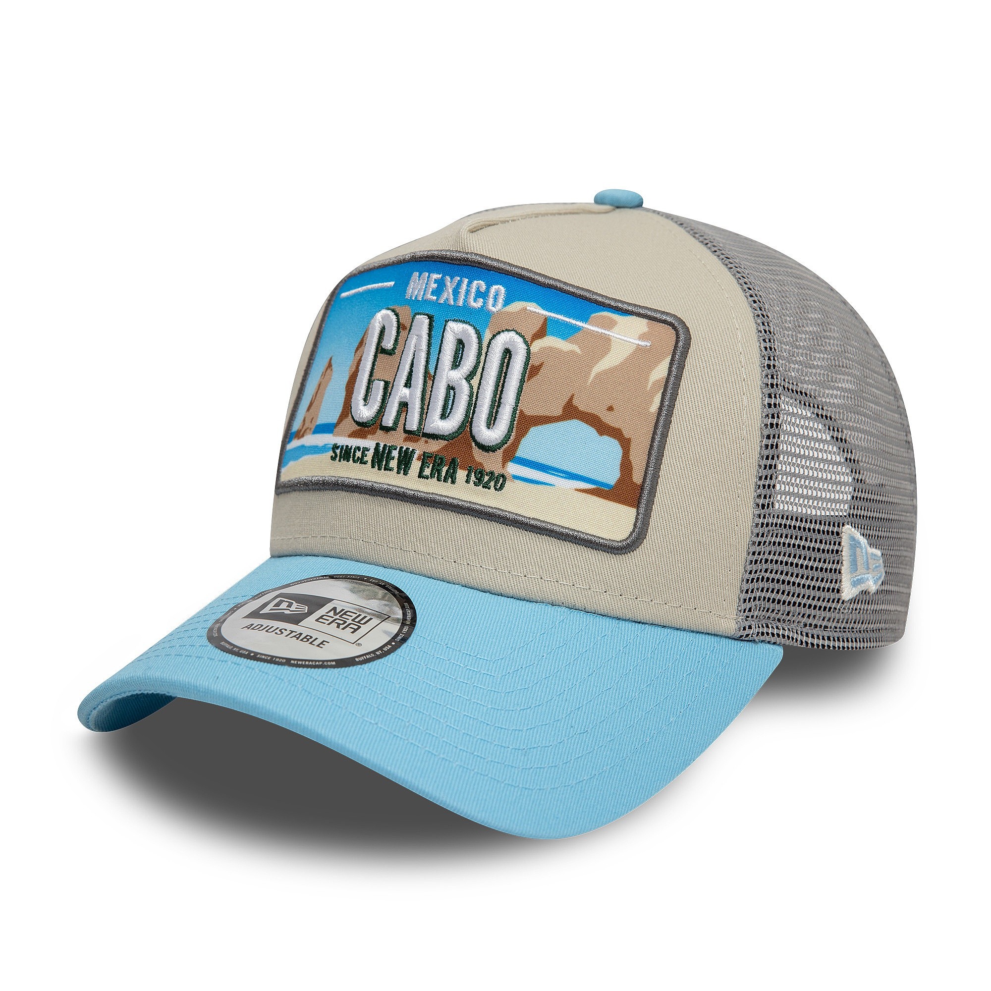 casquette New Era 9FO AF License Plate Trucker Branded - Stone/Light Blue - men´s