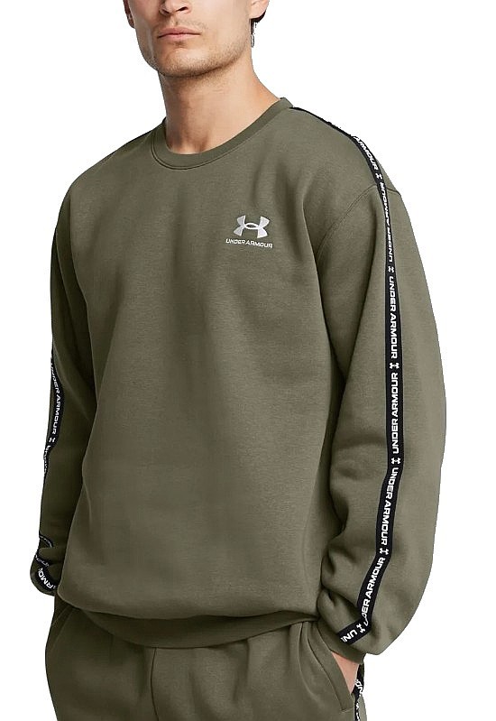 Sweatshirt Under Armour Icon Fleece Crew Taping - Marine OD Green/White - men´s