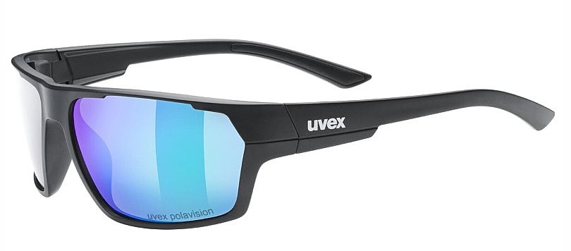 des lunettes Uvex Sportstyle 233 P - Black Matt/Mirror Green Polarvision