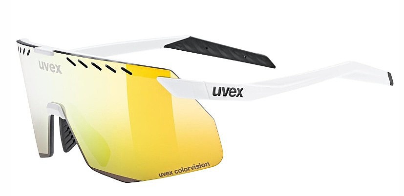 des lunettes Uvex Pace Stage S CV - White Matt/Mirror Yellow