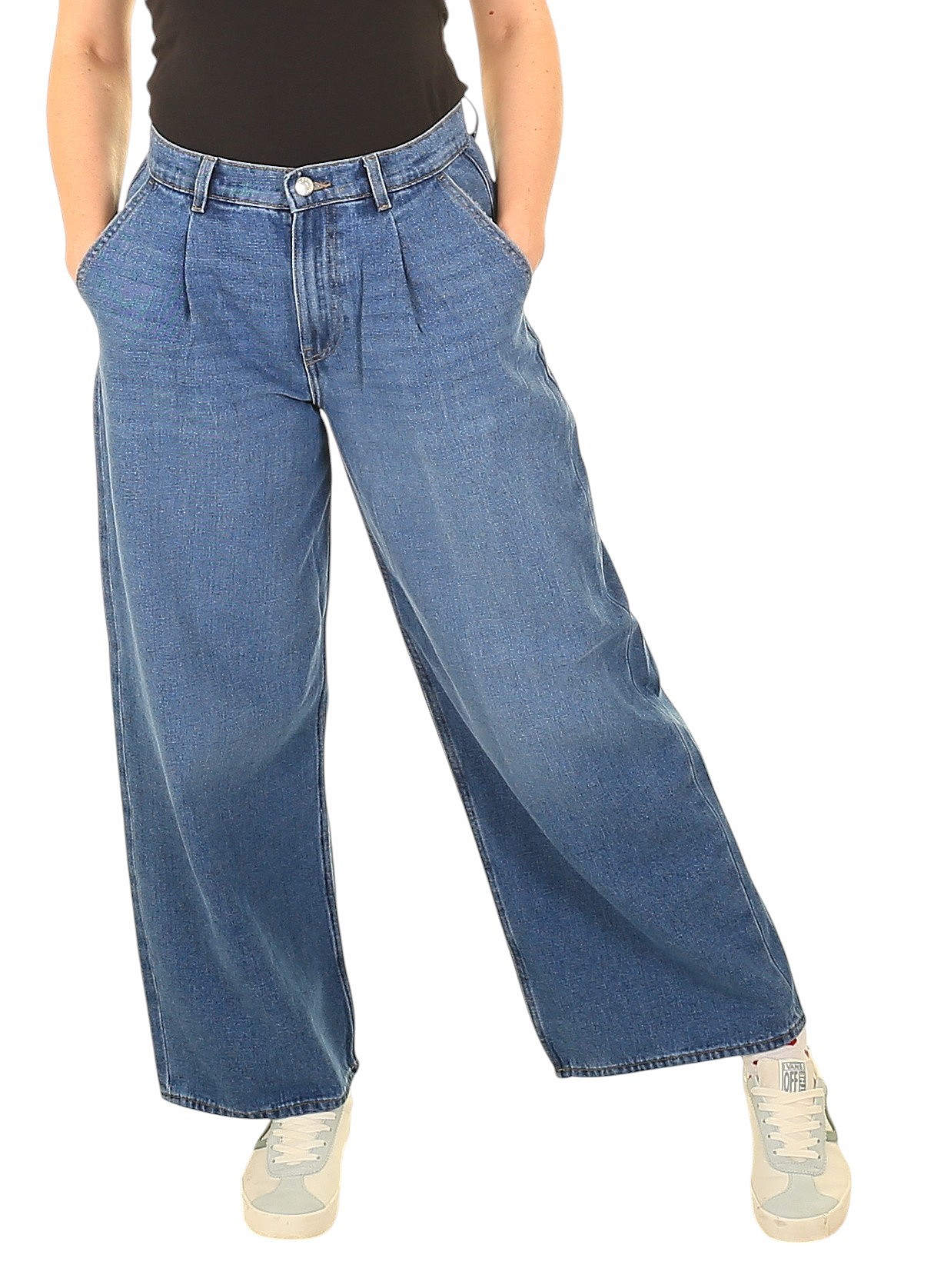 dżinsy ONLY Ivy Reg Wide Chino Denim Pim - Medium Blue Denim