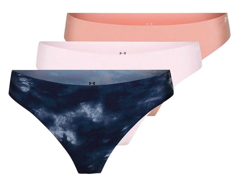 nohavičky Under Armour Pure Stretch No Show Printed 3 Pack - Downpour Gray/Canyon Pink - women´s