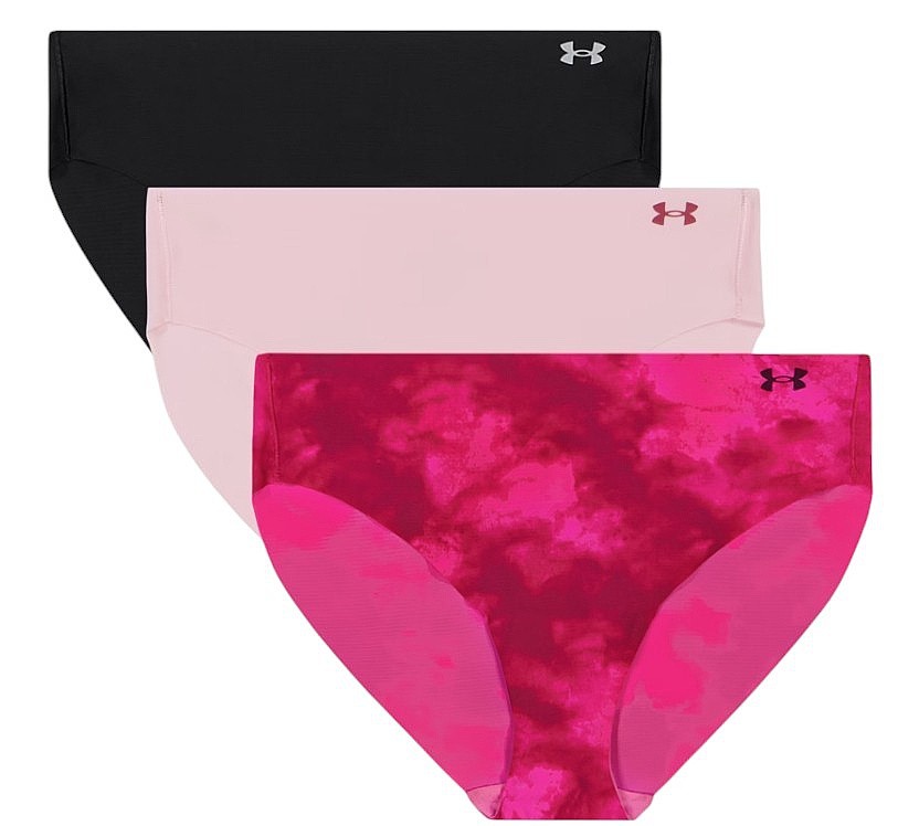 nohavičky Under Armour Pure Stretch No Show Nov Bikini 3 Pack - Virtual Pink/Prime Pink/Black - women´s