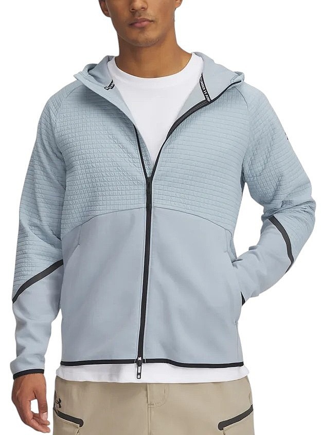 mikina Under Armour Unstoppable Fleece Grid Zip - Harbor Blue/Black - men´s