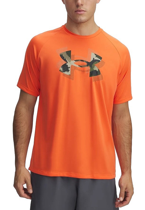 T-Shirt Under Armour Tech Print Fill - Fire/Baroque Green - men´s