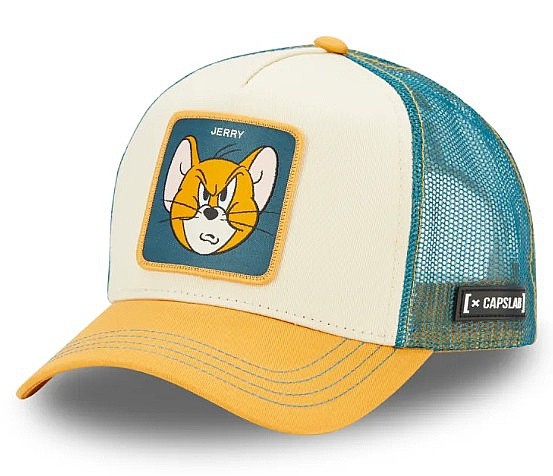 casquette Capslab Tom and Jerry Trucker - Beige/Mustard/Petrol - men´s
