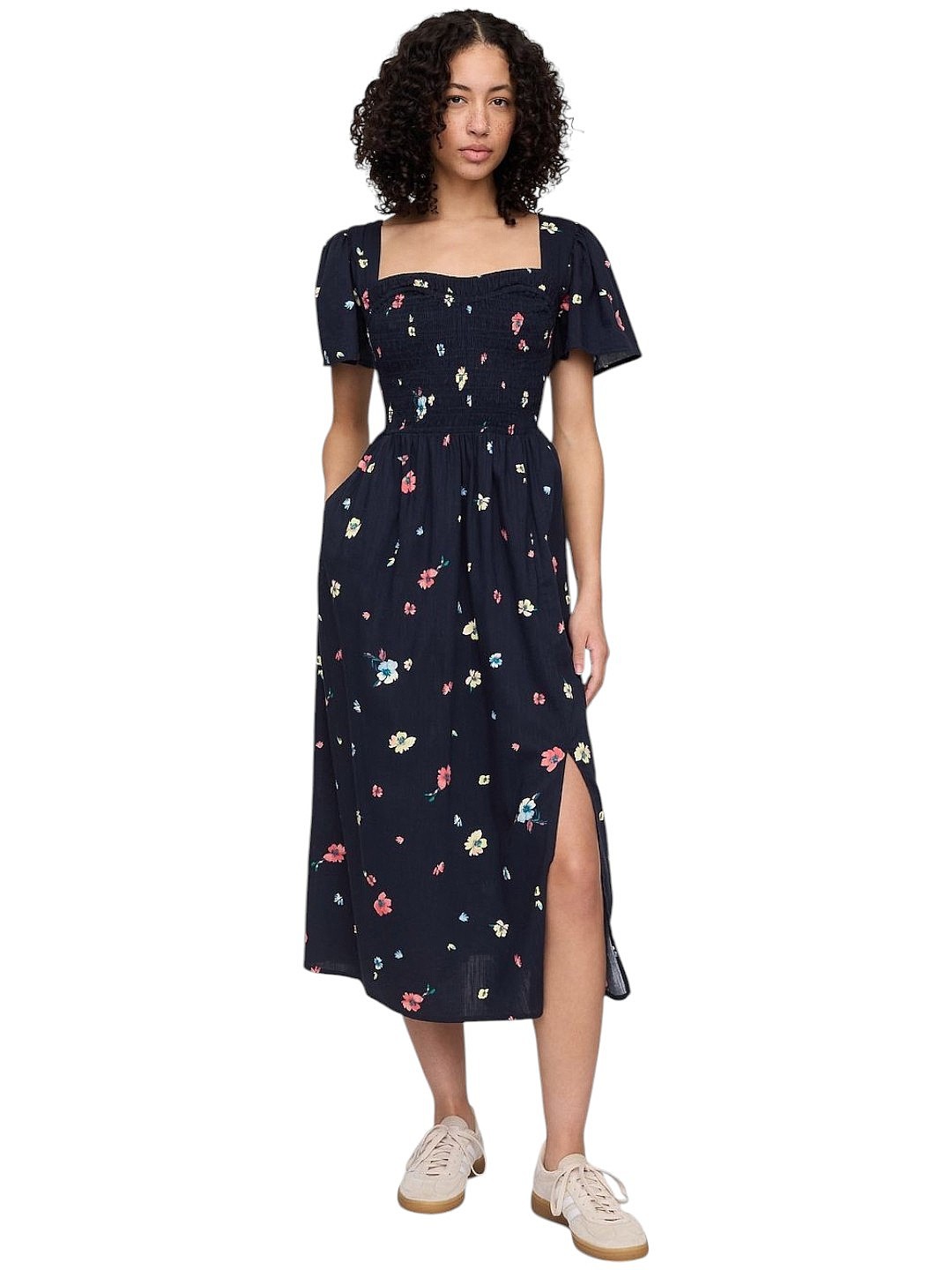 sukienka GAP Smocked Midi With Pokets - SP Navy Floral SP 25