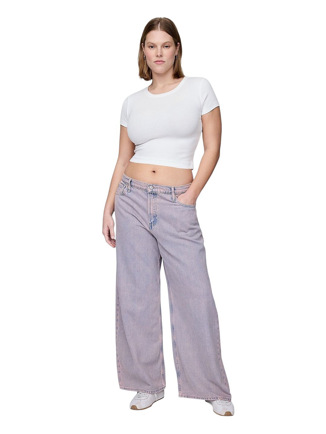 jeansy GAP Baggy Mid Rise - Rose Mist Pink - women´s