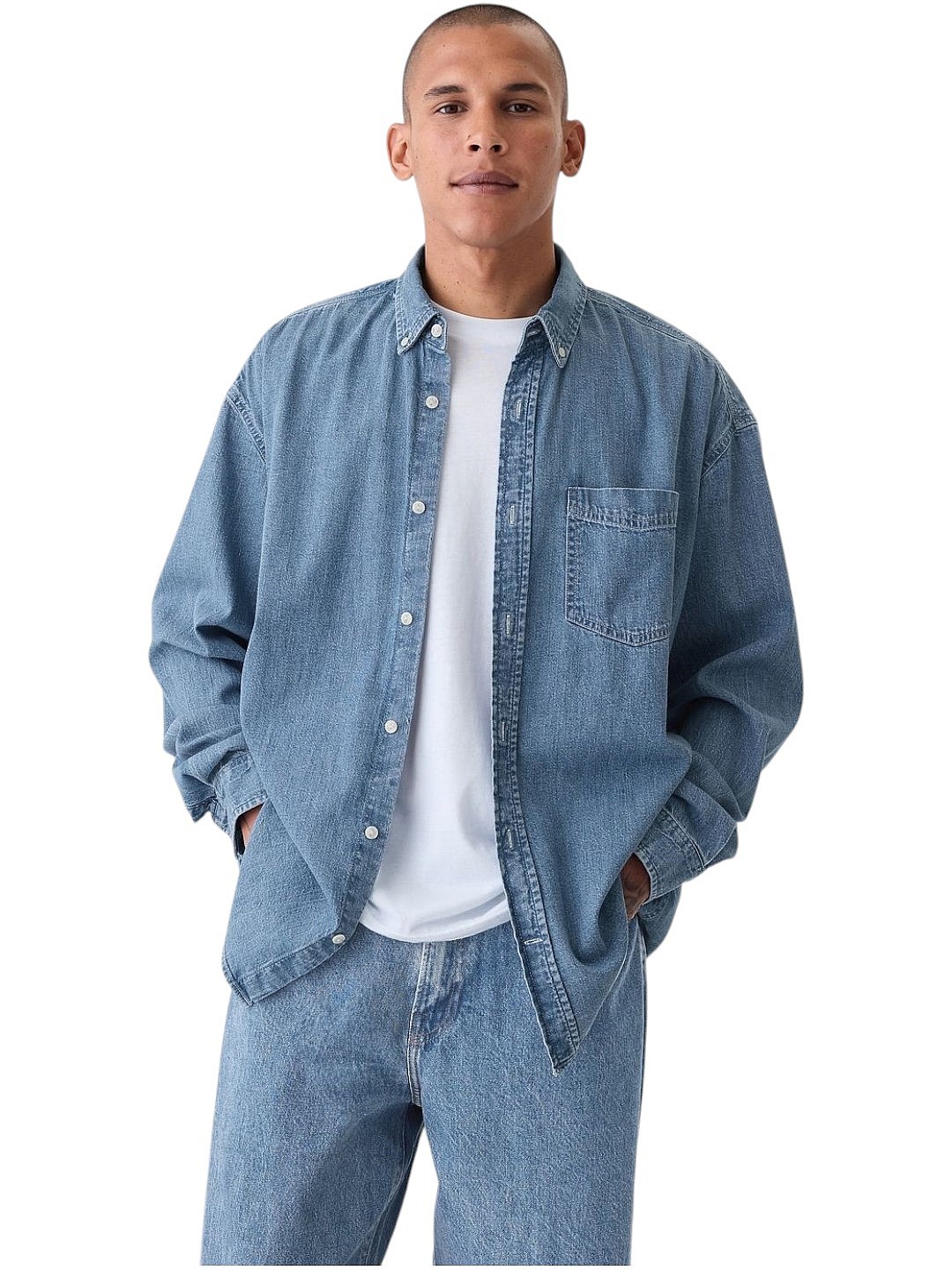 camicia GAP Denim Big LS - Medium Wash - men´s