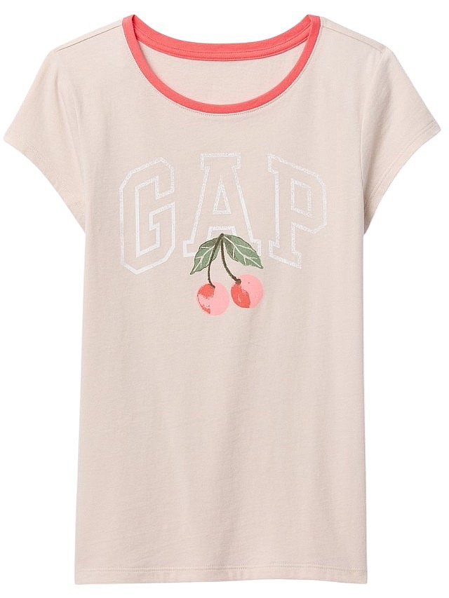 T-shirt GAP V-HS Logo - Oyster 083 - girl´s