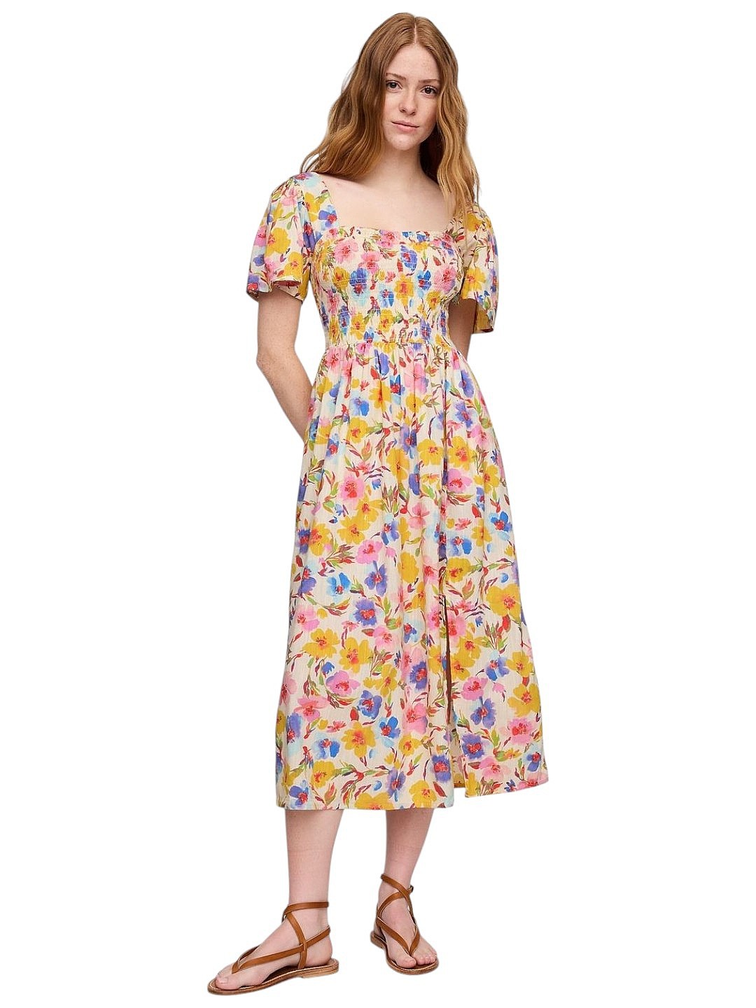 Kleid GAP Smocked Midi With Pokets - Multi Floral - women´s