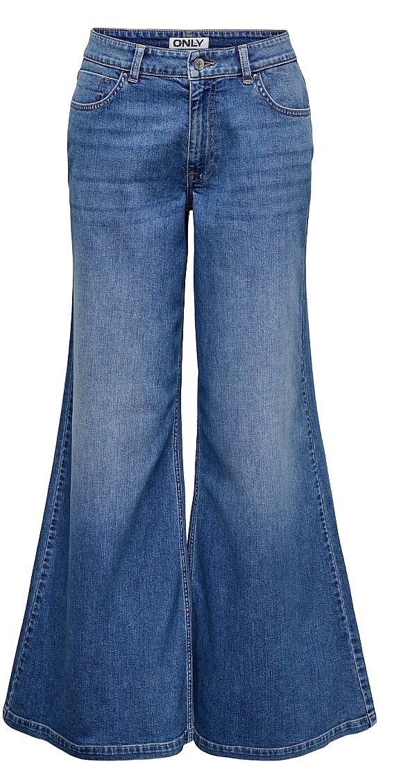 dżinsy ONLY California Mid Waist Wide Leg - Dark Blue Denim