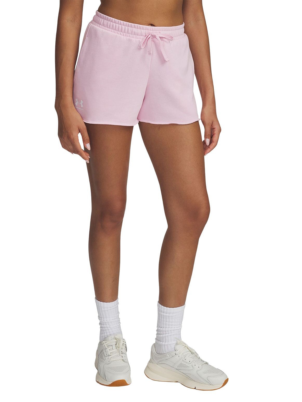 kraťasy Under Armour Rival Terry - Prime Pink/White - women´s