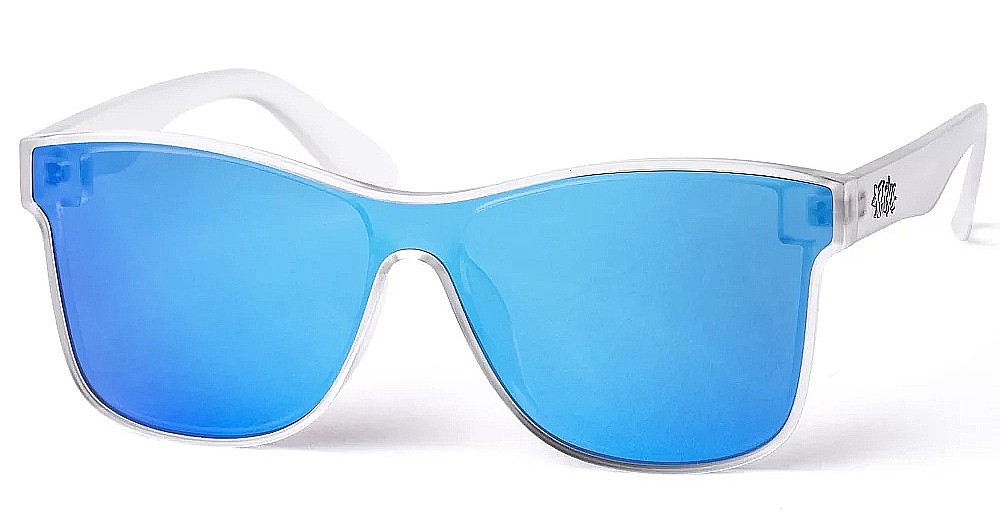des lunettes Pitcha Borra - Matte White Transparent/Blue Mirror/Polarized