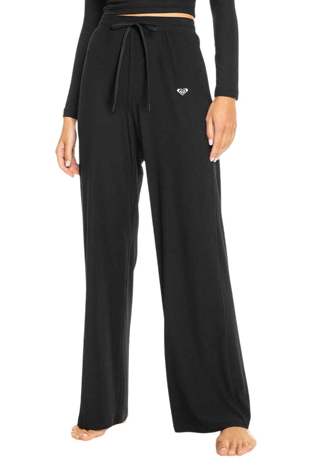 pantalon Roxy Rise & Vibe Rib Wide Leg - KVJ0/Anthracite - women´s