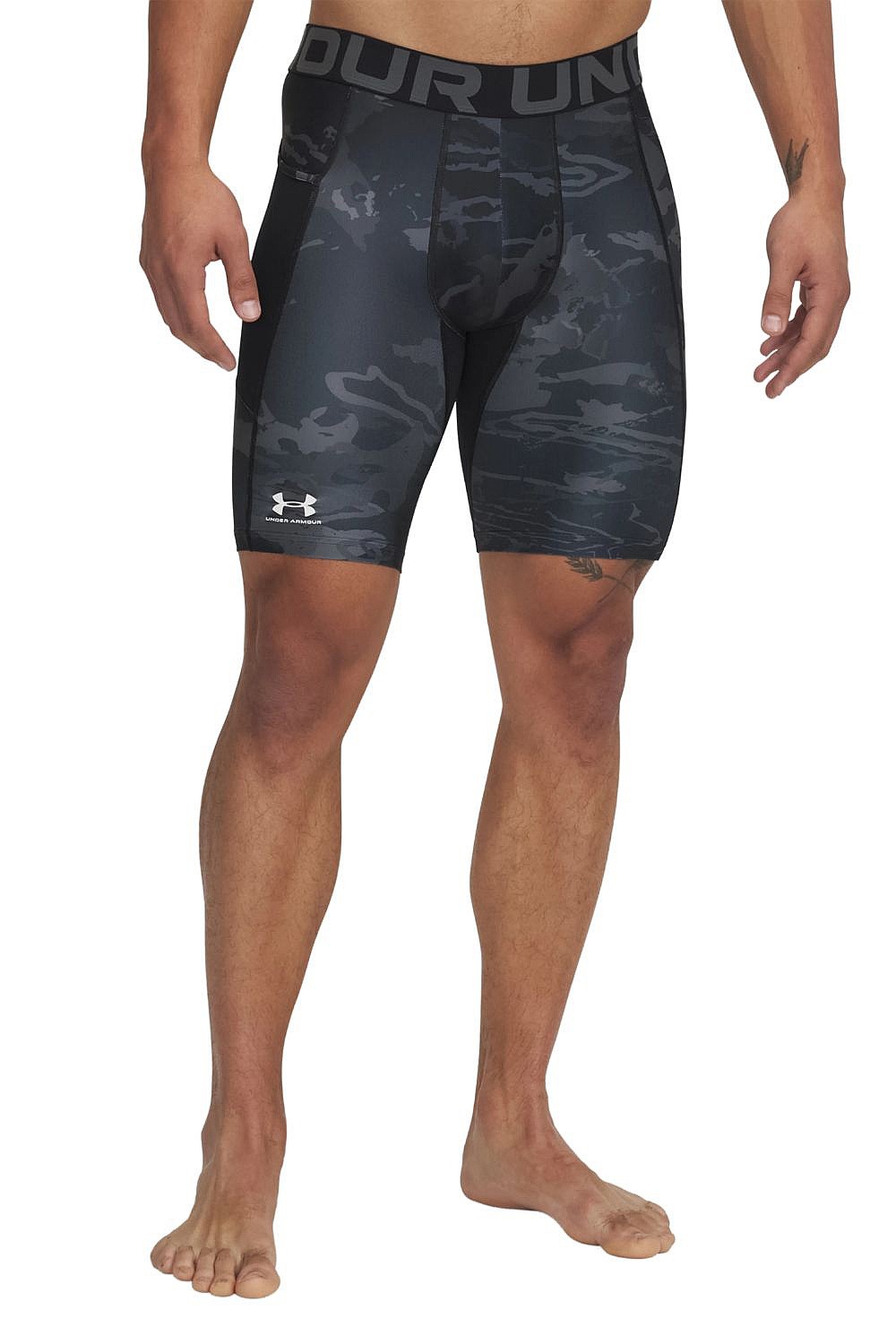 kraťasy Under Armour HeatGear Printed Long - Black/White/Black - men´s