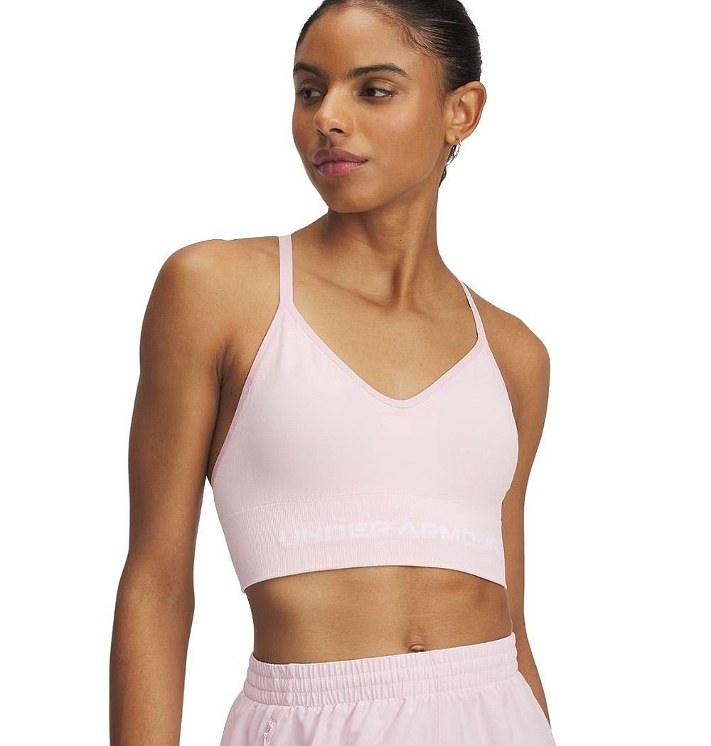 podprsenka Under Armour Vanish Seamless Low - Prime Pink/White - women´s