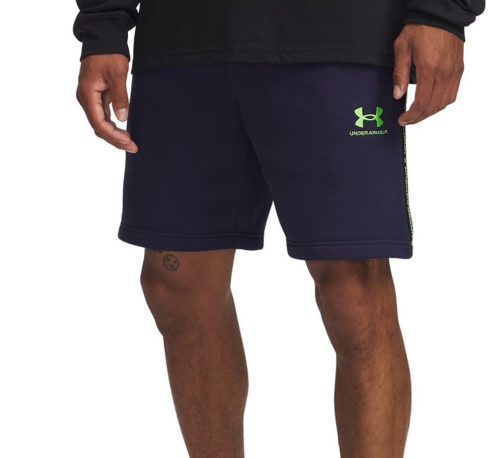 short Under Armour Icon Fleece Taping - Midnight Navy/Cyber Green - men´s