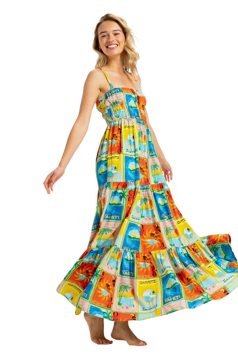 sukienka Roxy Atlas Sunshine Coastline Maxi - XBYR/Atlas Atlas Print