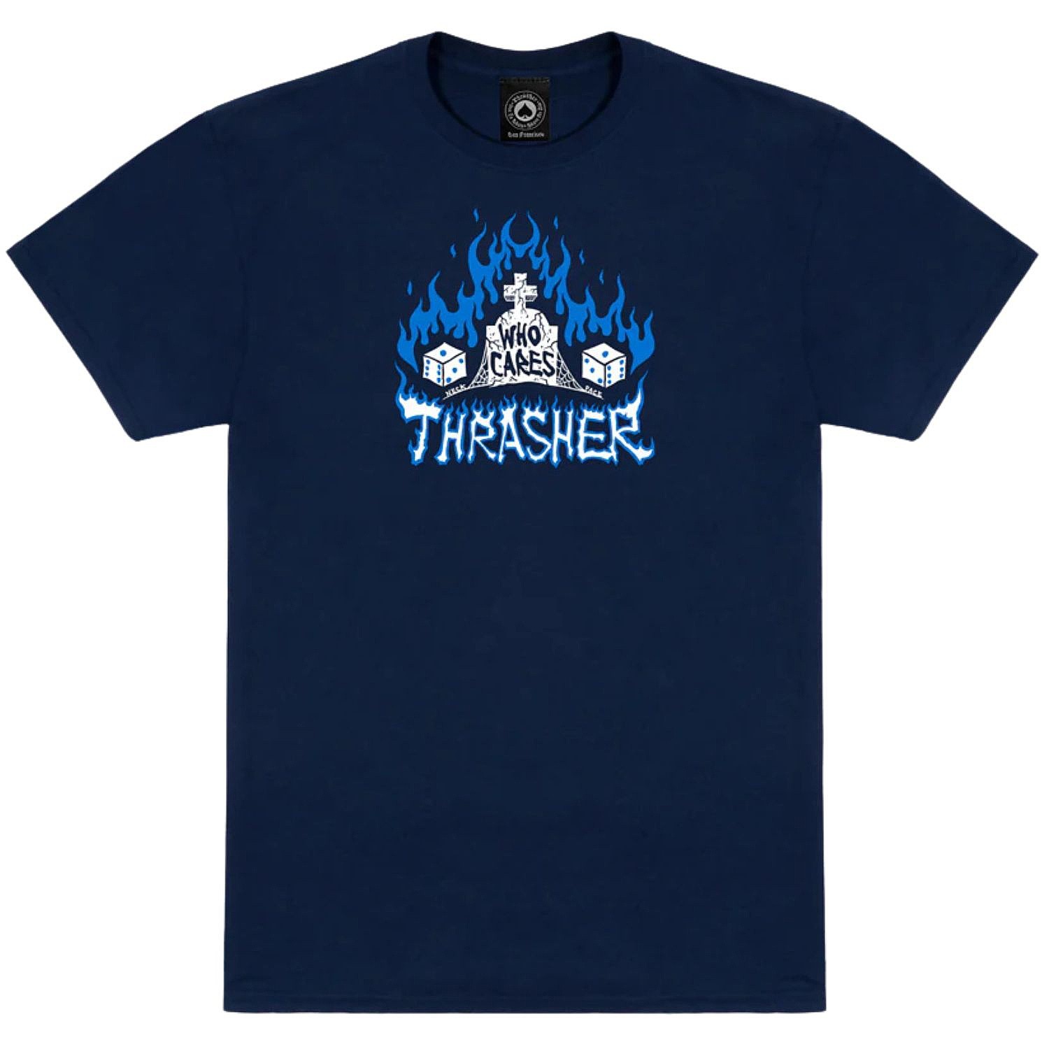T-shirt Thrasher Who Cares By Neckface - Navy