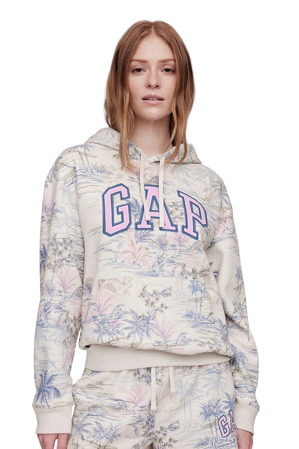 bluză GAP Logo GAP Pullover - Blue Palm Print - women´s