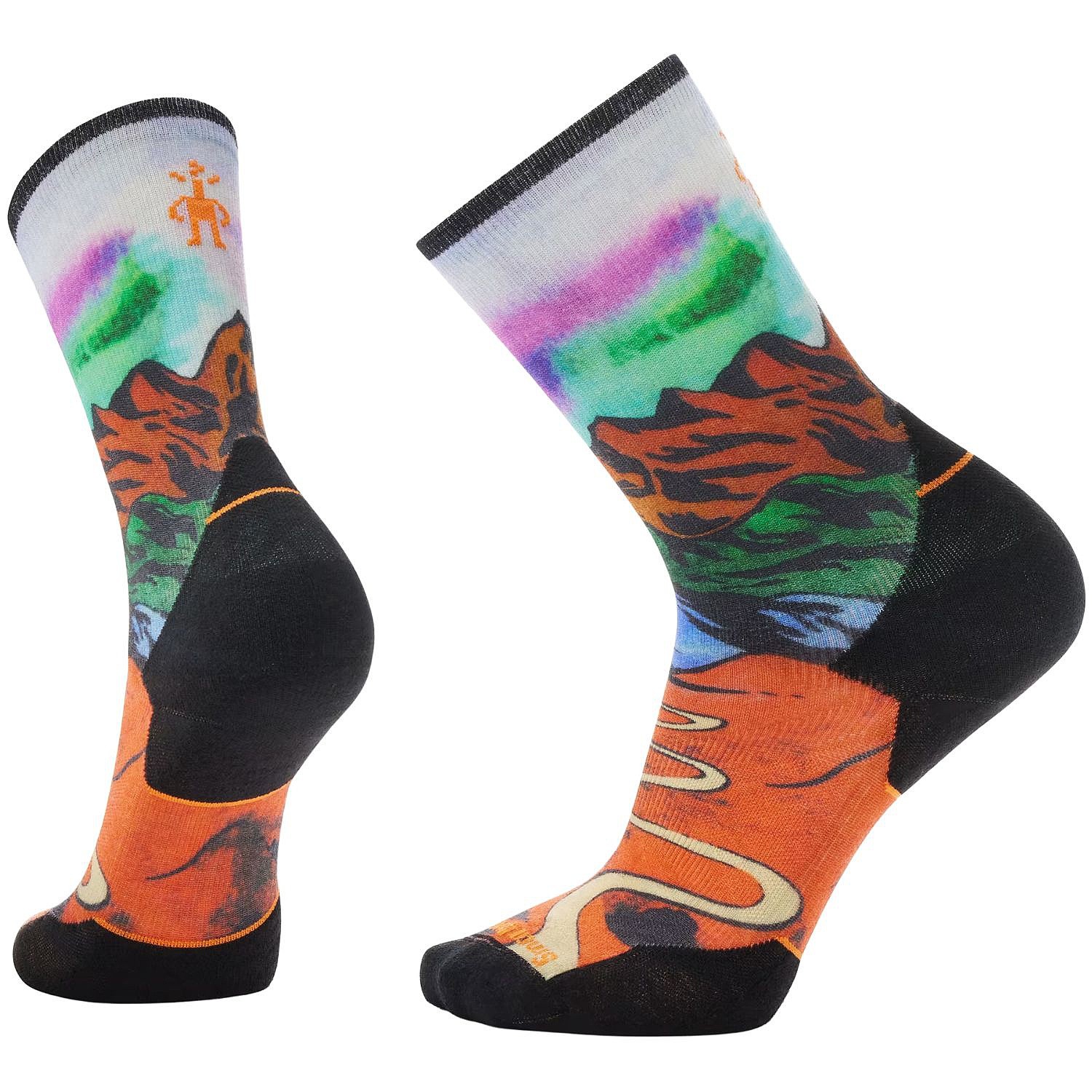 sokker Smartwool Trail Run TC Singletrack Print Crew - Orange Rust