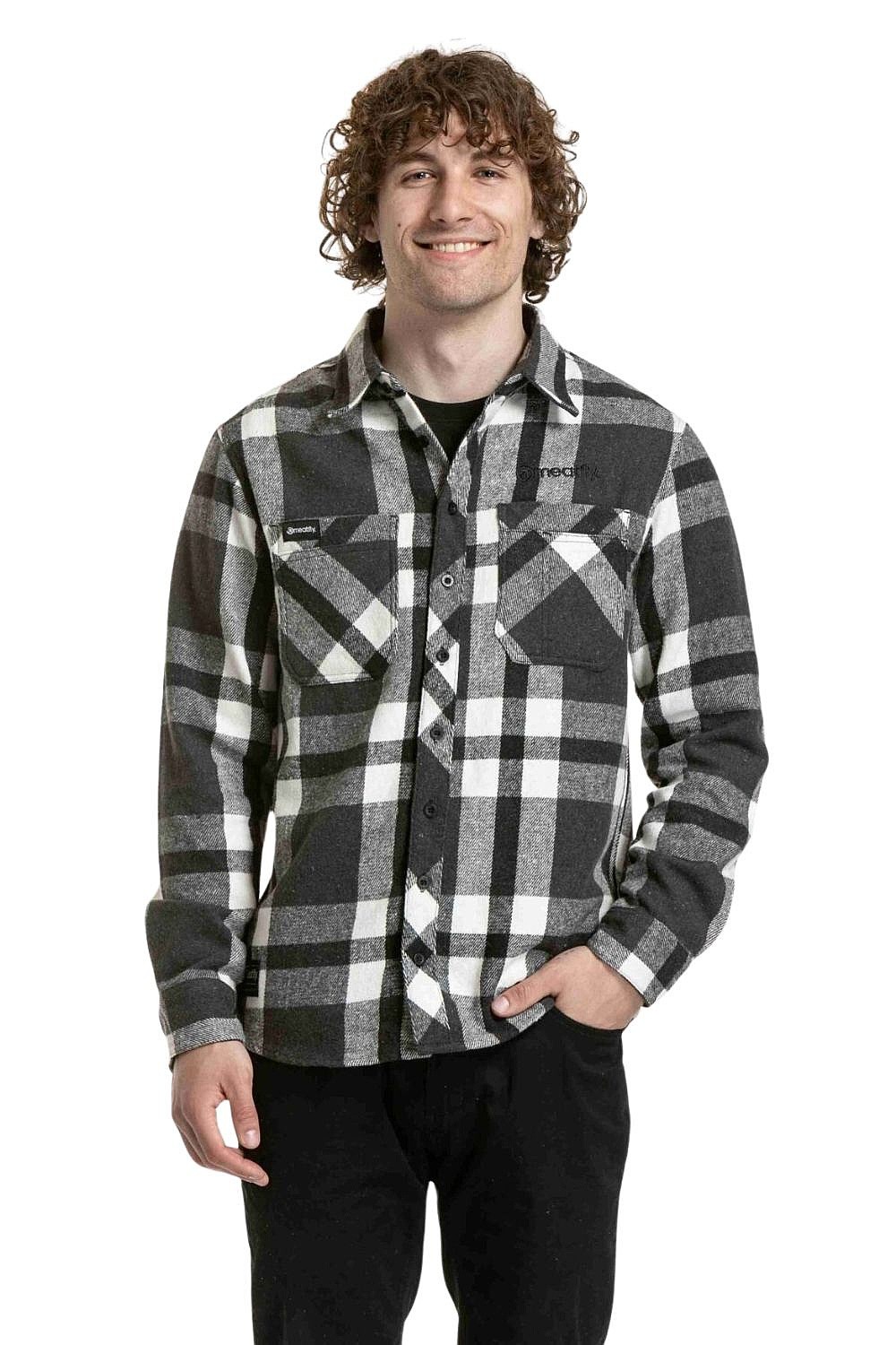 košeľa Meatfly Woody Premium LS - Black - men´s