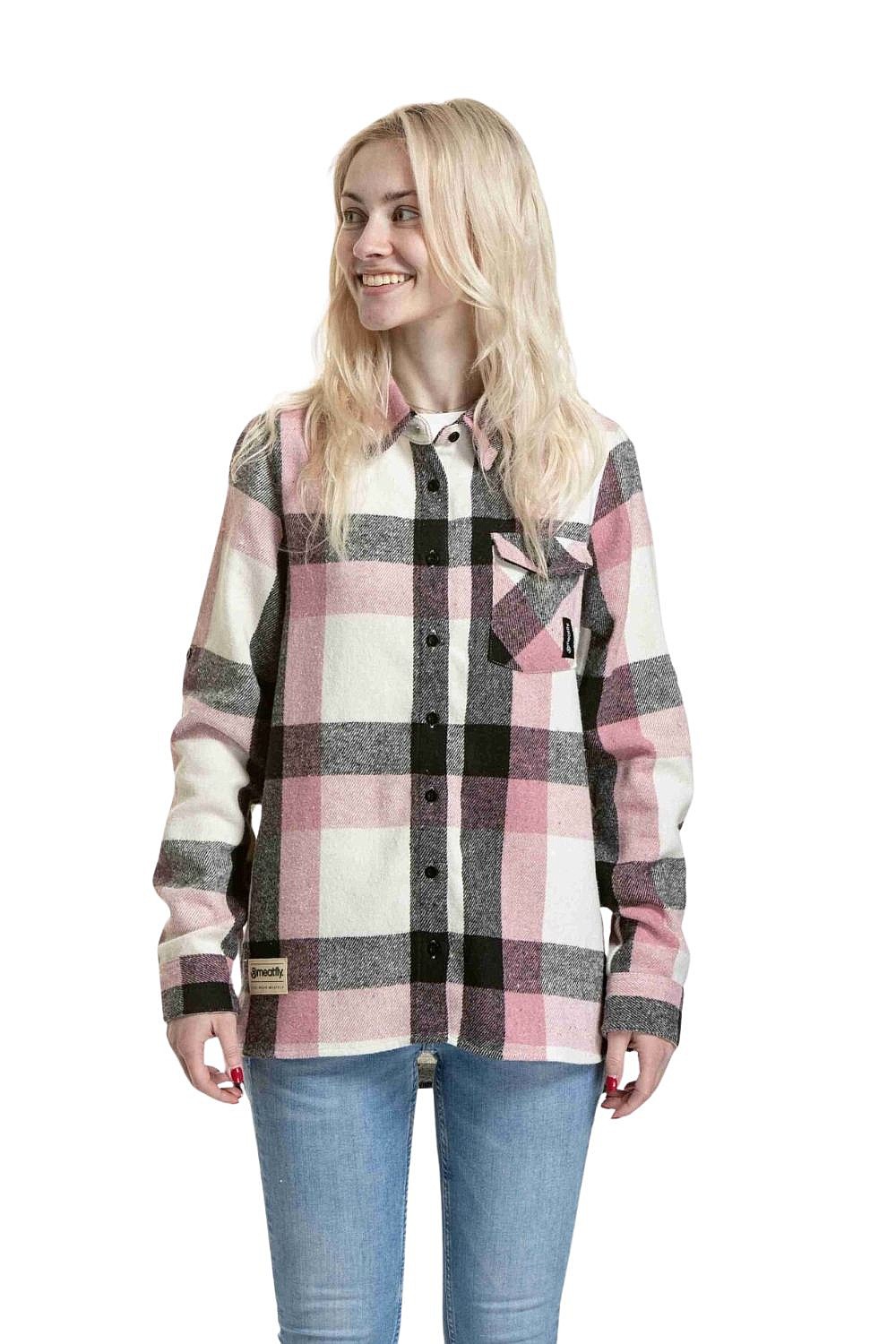 košeľa Meatfly Dora Premium LS - Pink/Brown - women´s