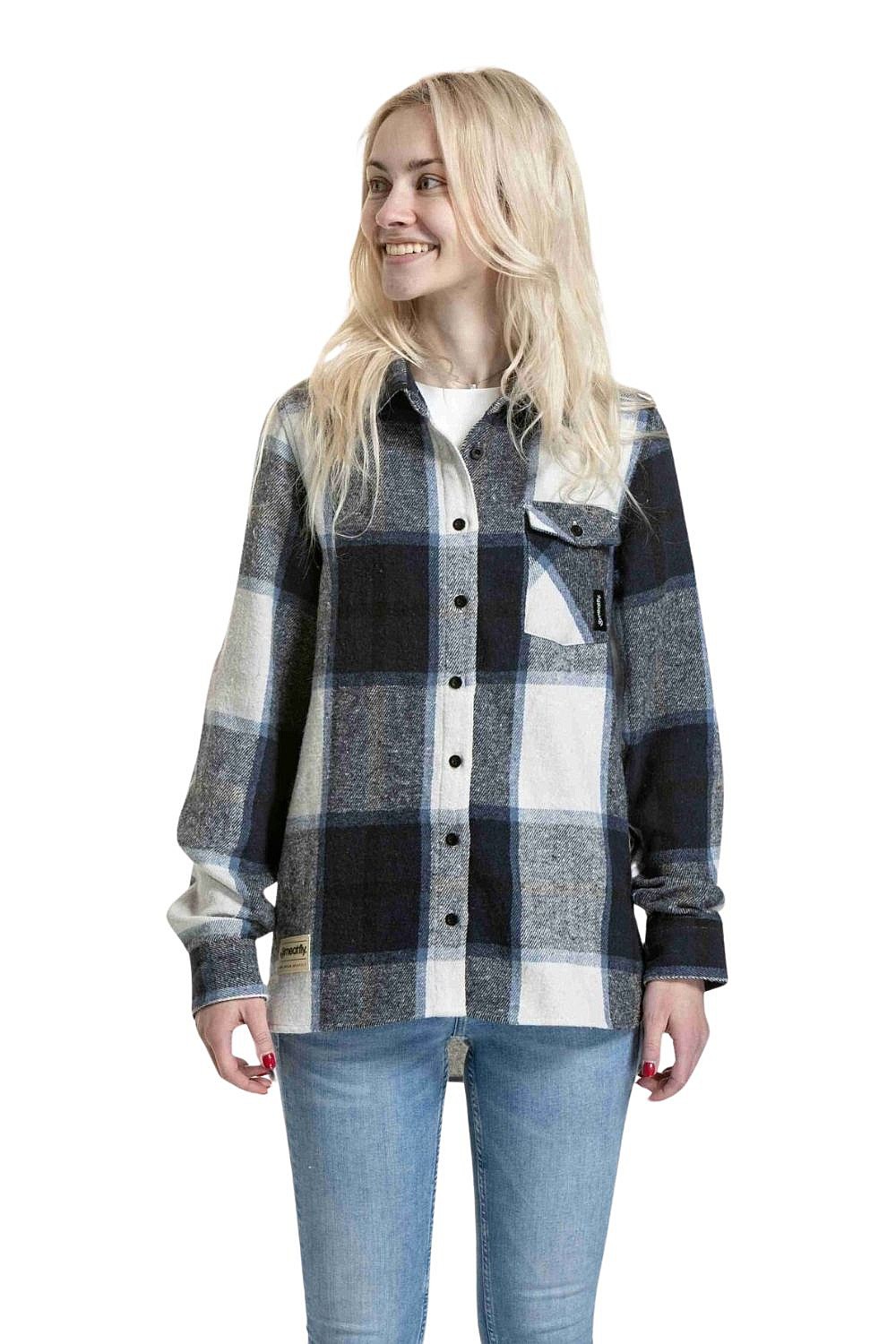 košeľa Meatfly Dora Premium LS - Dark Blue - women´s