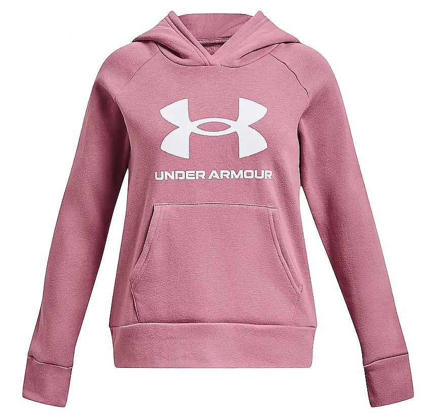 Sweatshirt Under Armour Rival Fleece Big Logo Hoodie - Pink Elixir/White - girl´s