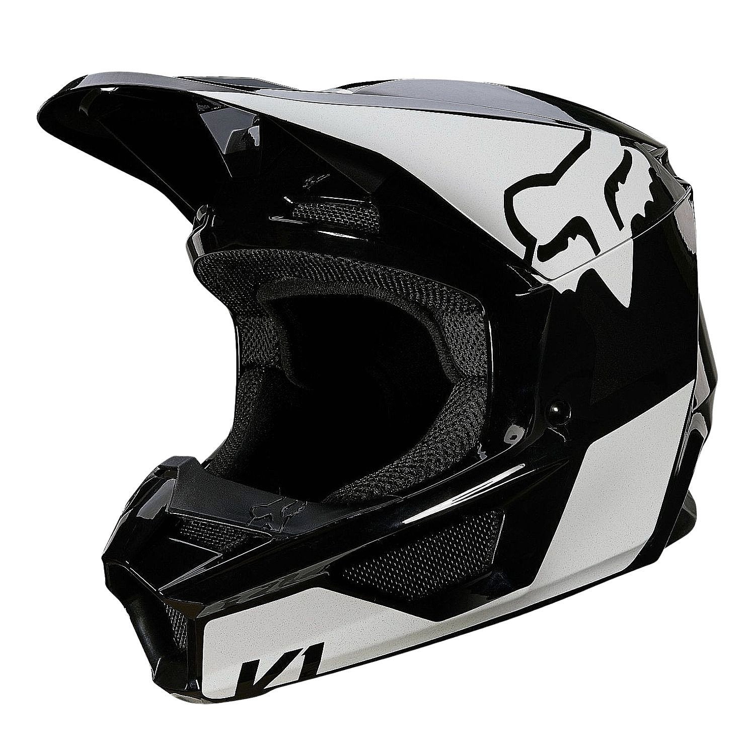 шлем Fox V1 Revn Mips - Black/White - unisex junior