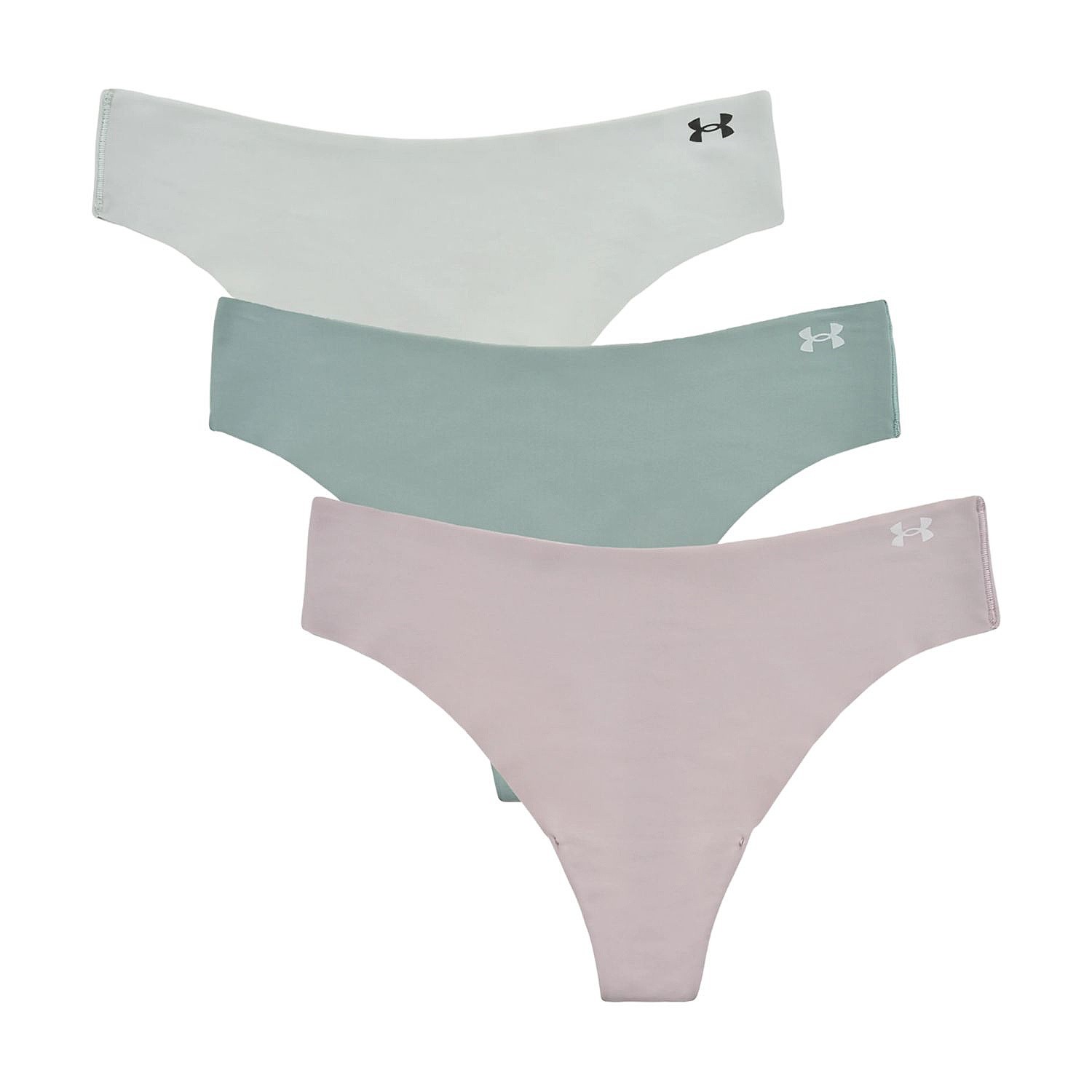 culotte Under Armour Pure Stretch No Show Thong 3 Pack - Gray/Gray Dawn/Hydro Green - women´s