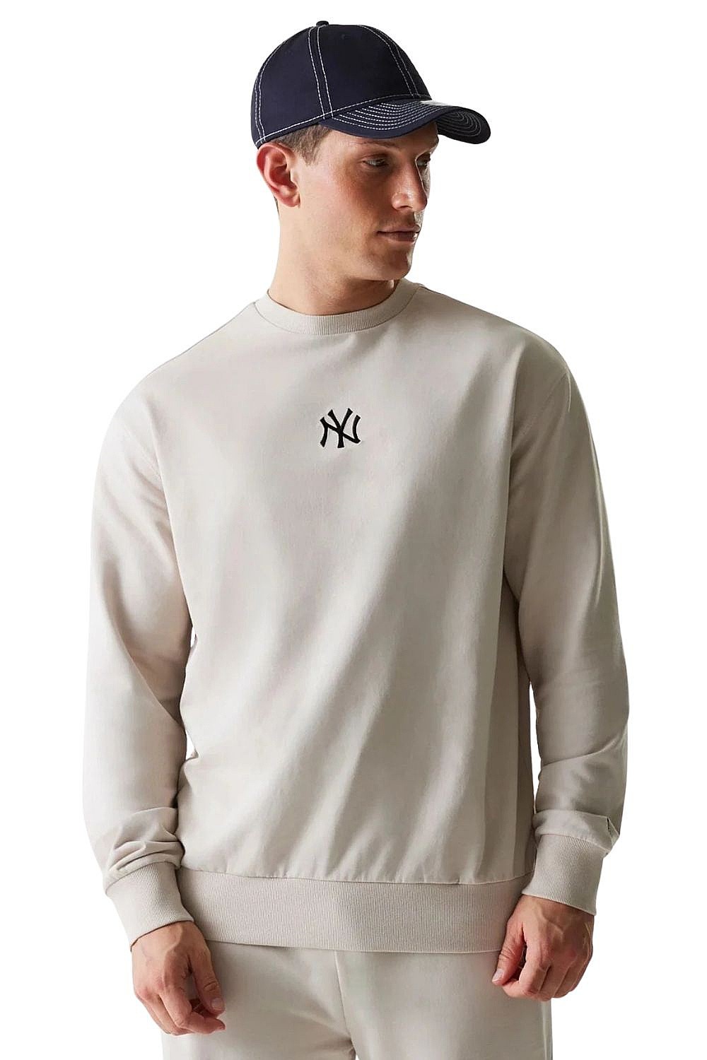 sweat-shirt New Era League Essential Midi Crew MLB New York Yankees - Stone - men´s