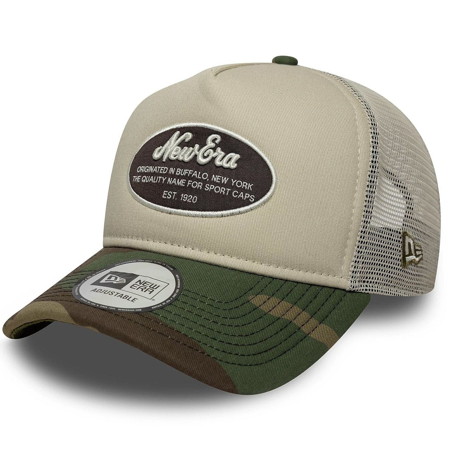 кепка New Era 9FO AF Oval Patch Trucker Branded - Stone/Woodland Camo - men´s