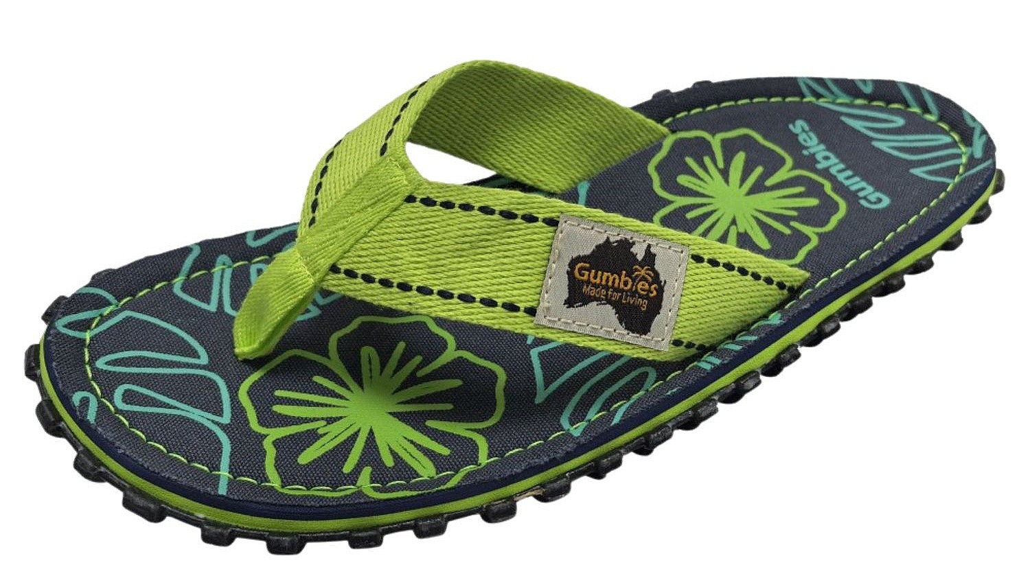 slippers Gumbies Islander - Lime Hibiscus