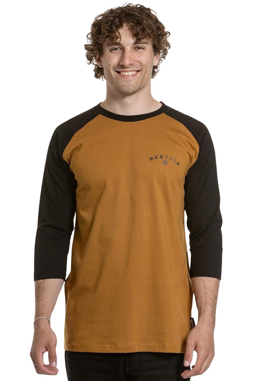 T-Shirt Meatfly Kennedy Raglan - Gold Brown/Black - men´s