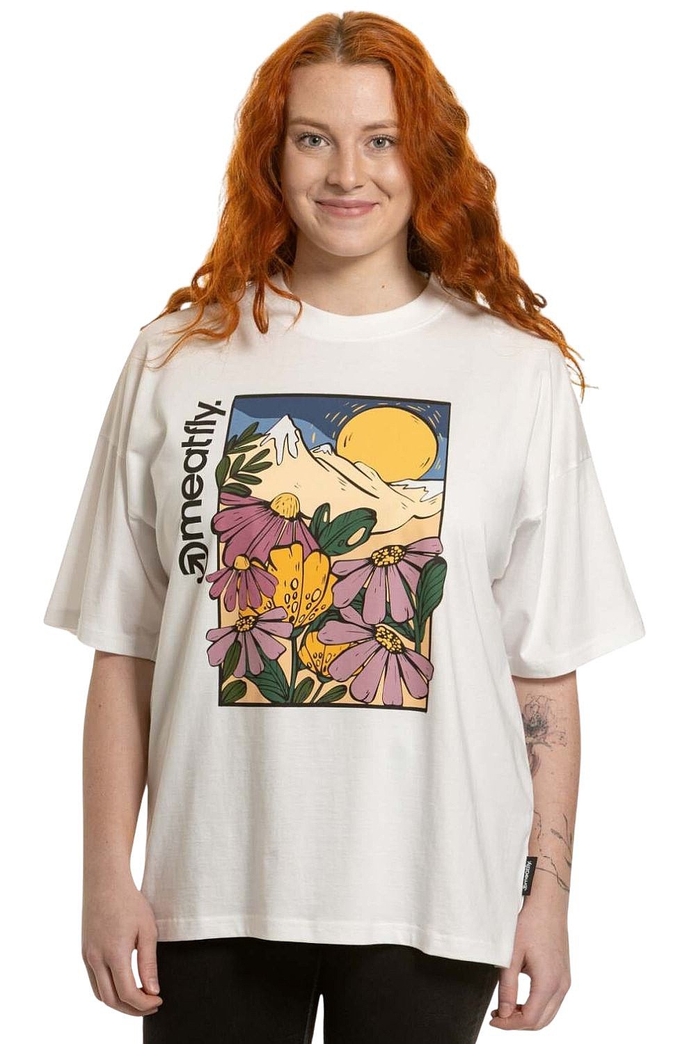 T-shirt Meatfly Vexey - White Flowers - women´s