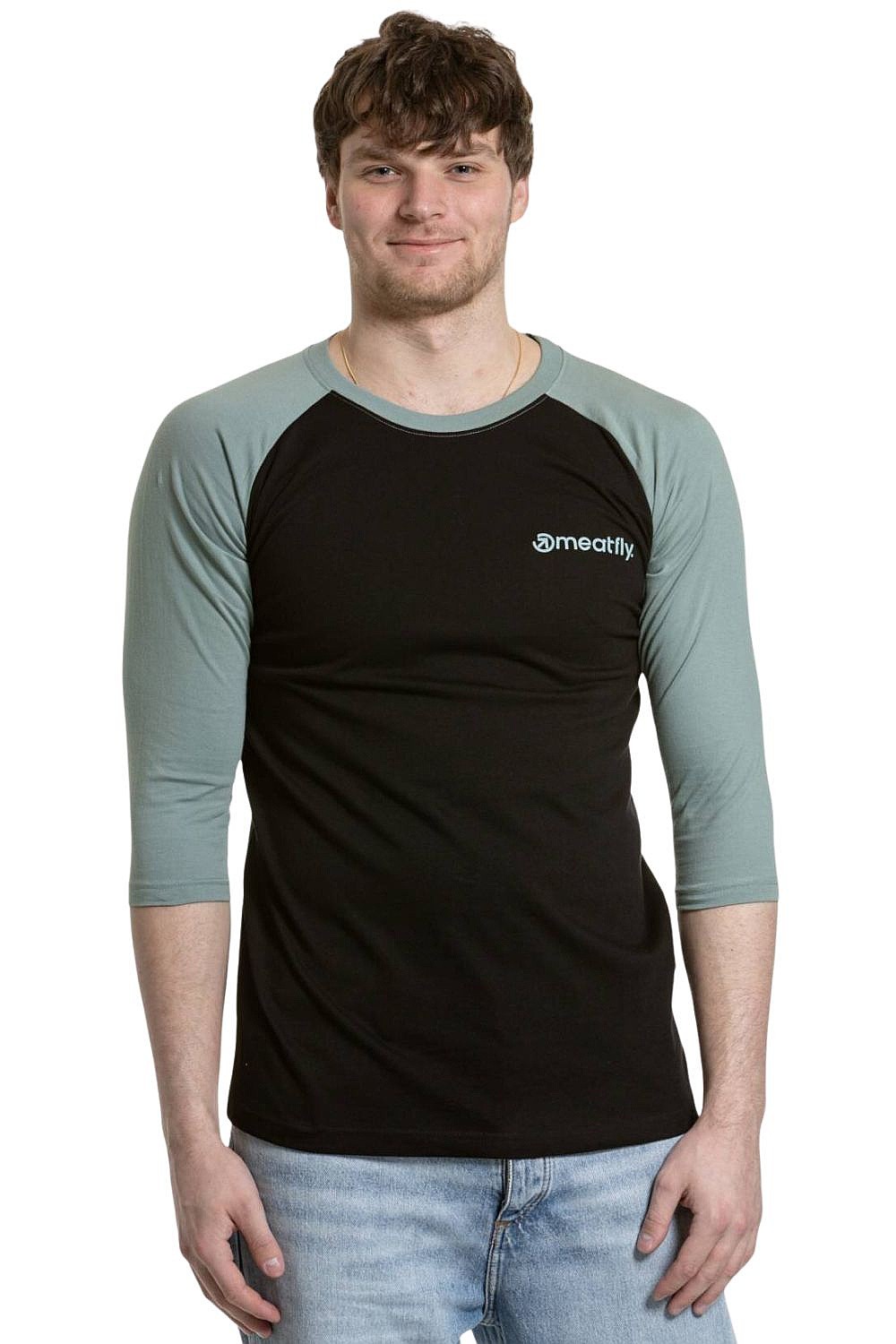 tričko Meatfly Reagan Raglan - Dusty Mint/Black - men´s