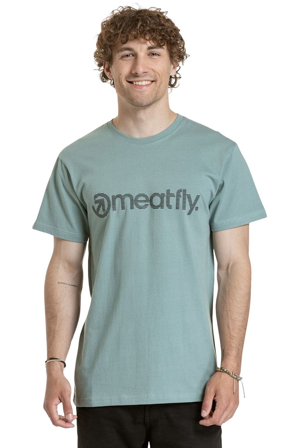 tričko Meatfly Striped Logo - Dusty Mint - men´s