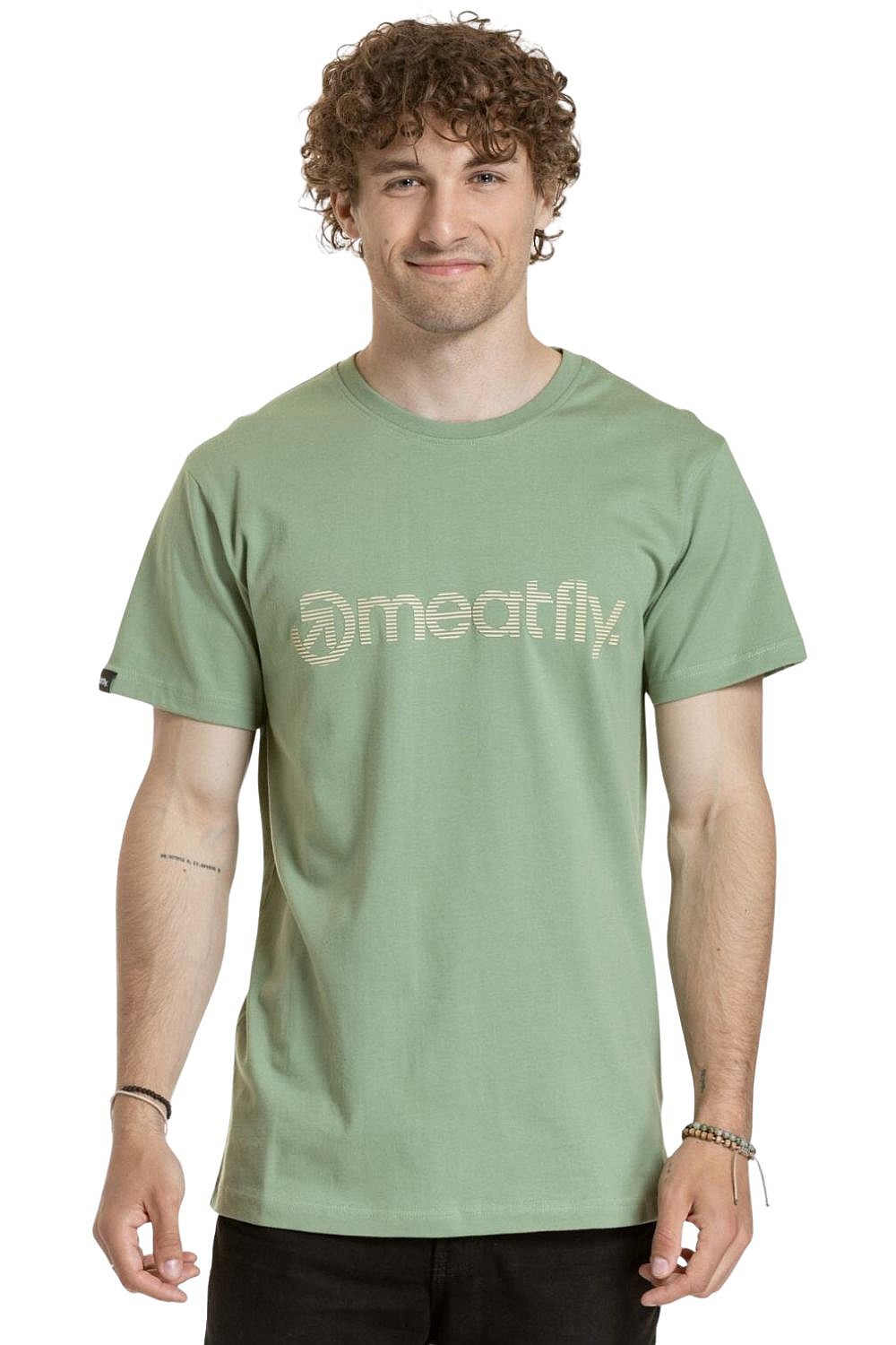 tričko Meatfly Striped Logo - Basil - men´s