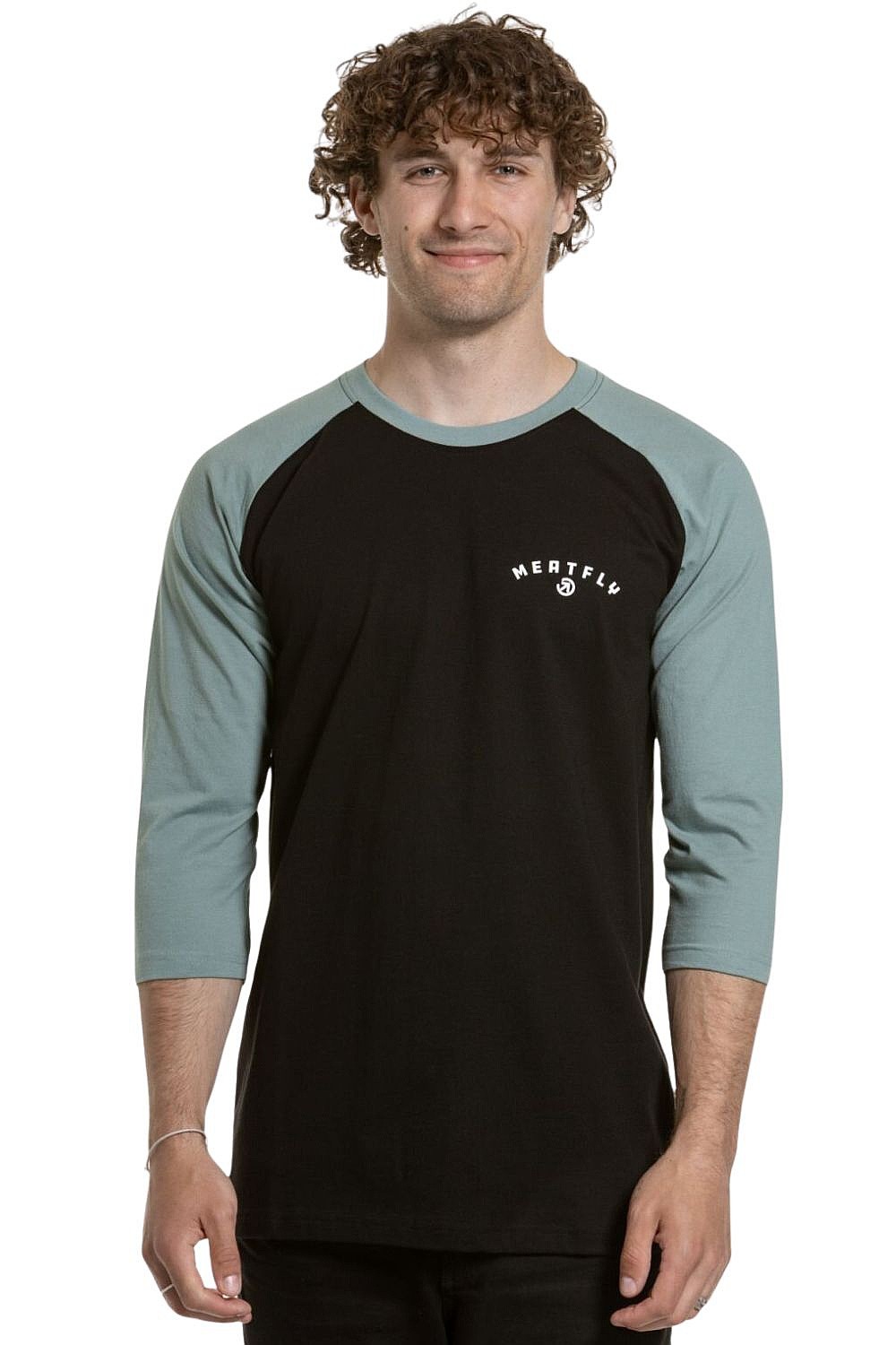 tričko Meatfly Kennedy Raglan - Dusty Mint/Black