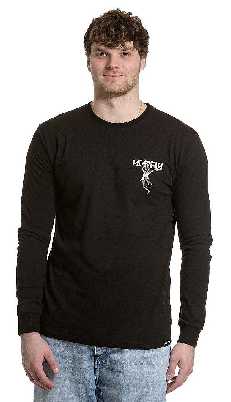 tričko Meatfly Julien LS - Black Skeleton