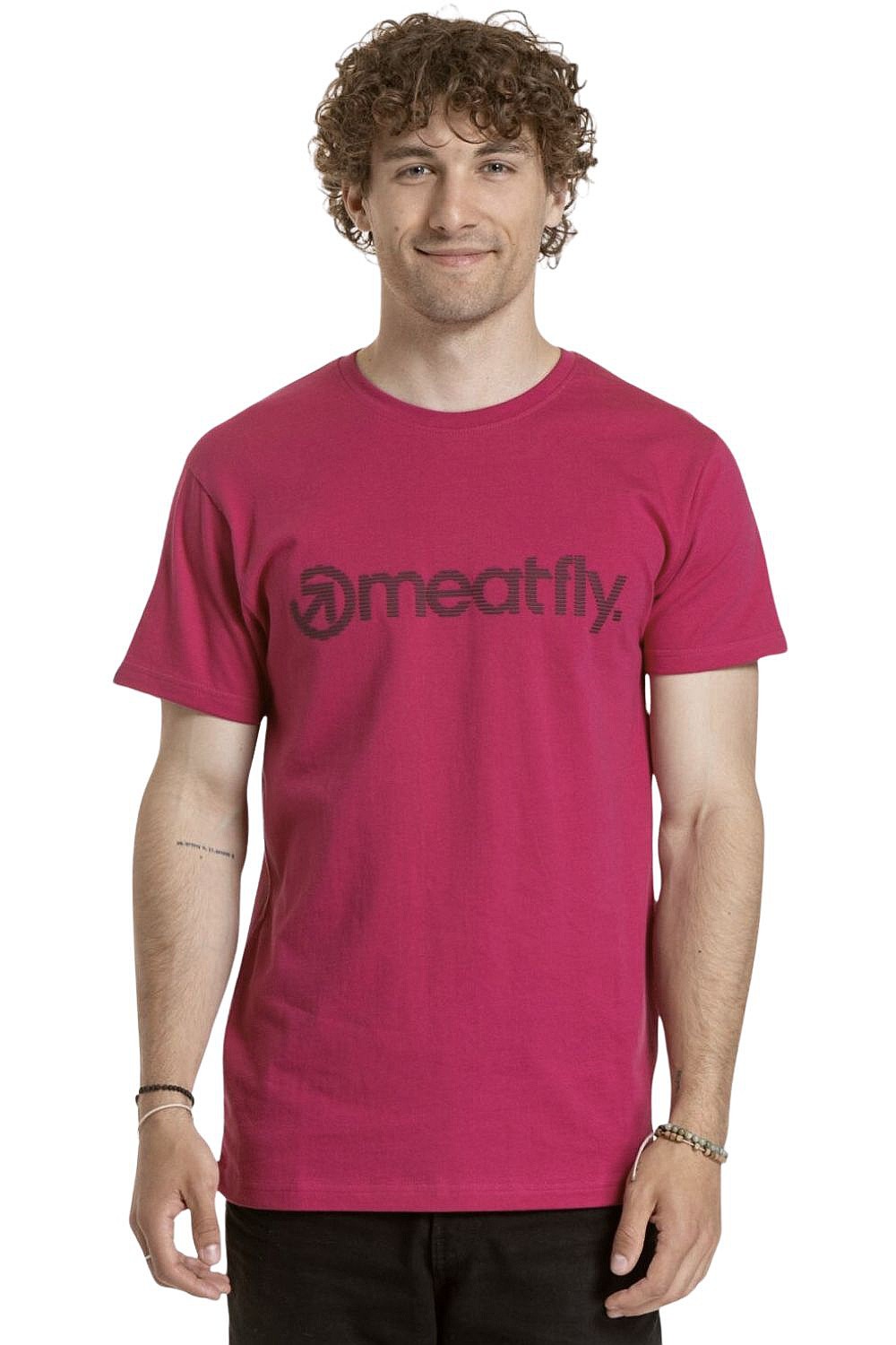 T-shirt Meatfly Striped Logo - Dark Violet - men´s