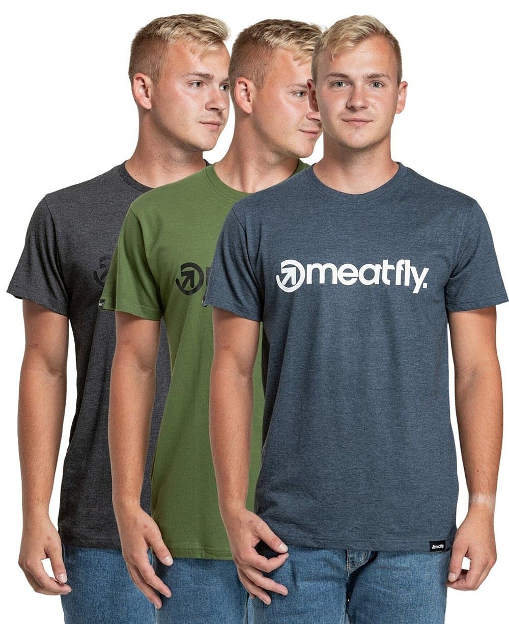 T-shirt Meatfly MF Logo 3 Pack - Charcoal Heather/Olive/Navy Heather