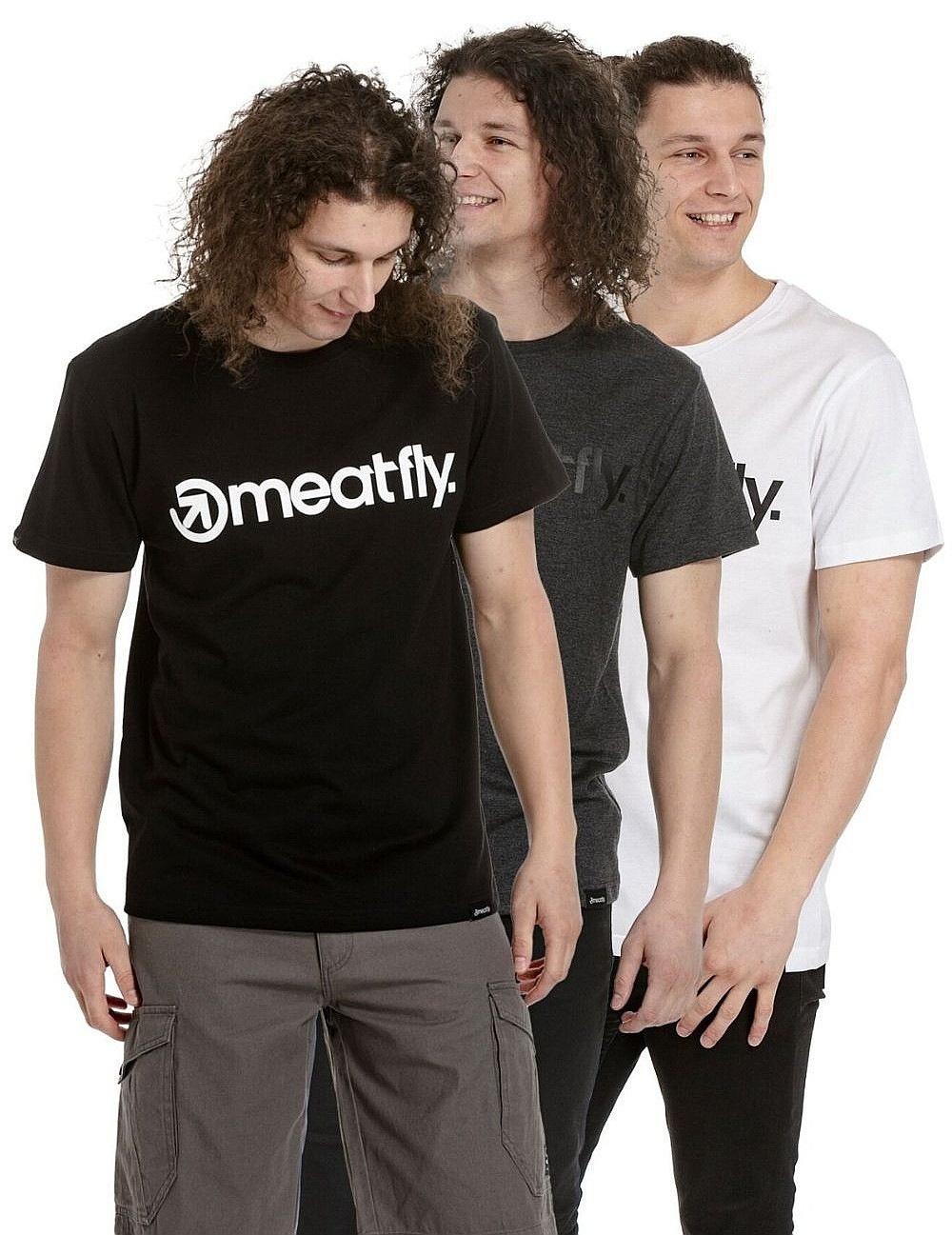 tričko Meatfly MF Logo 3 Pack - Black/Charcoal Heather/White