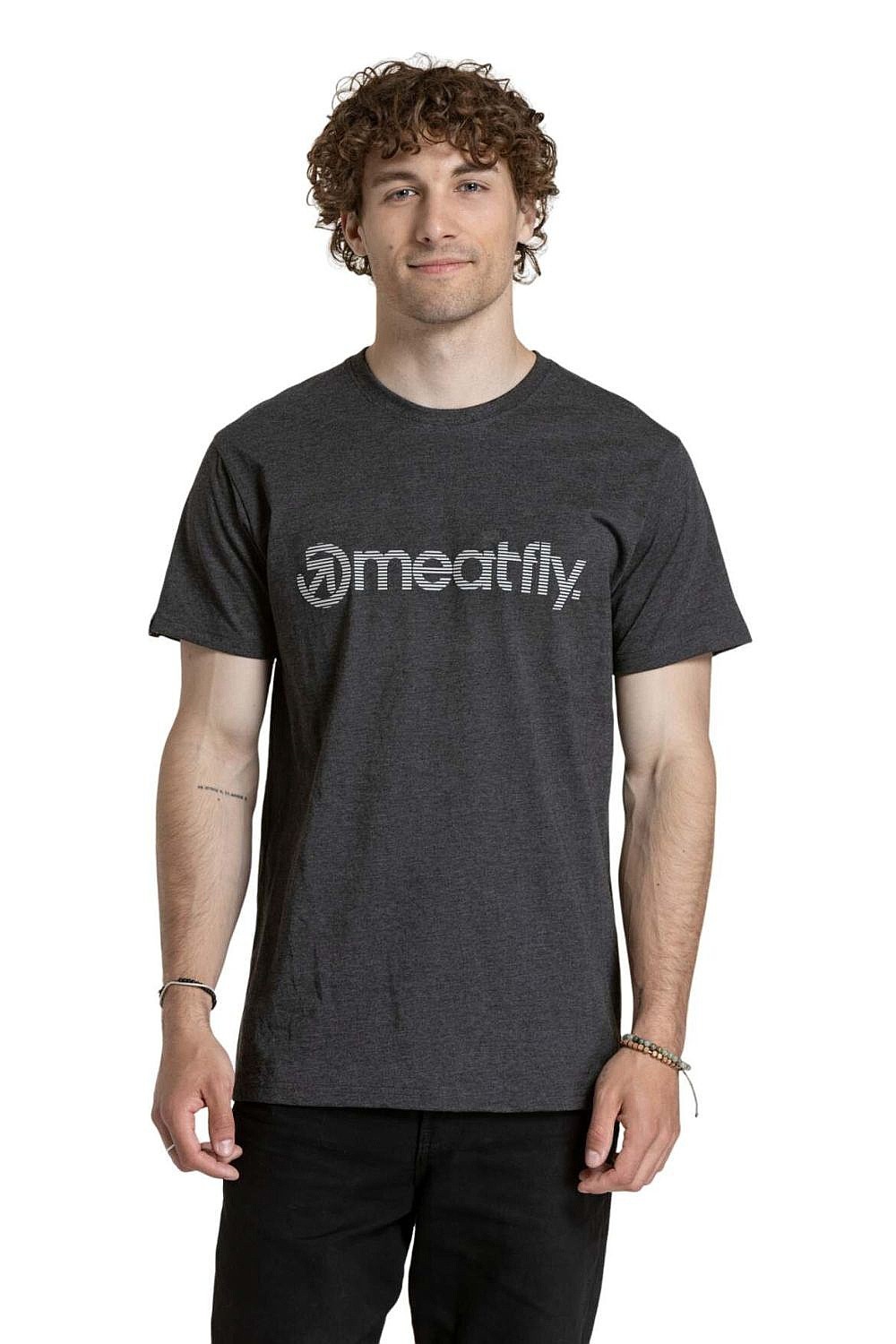 T-Shirt Meatfly Striped Logo - Mystic Grey - men´s
