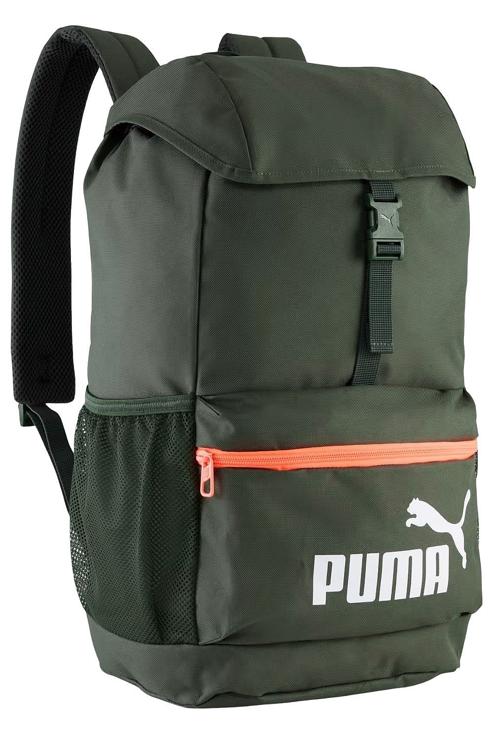 backpack Puma Phase Hooded - Dark Olive/Glowing Red - unisex junior