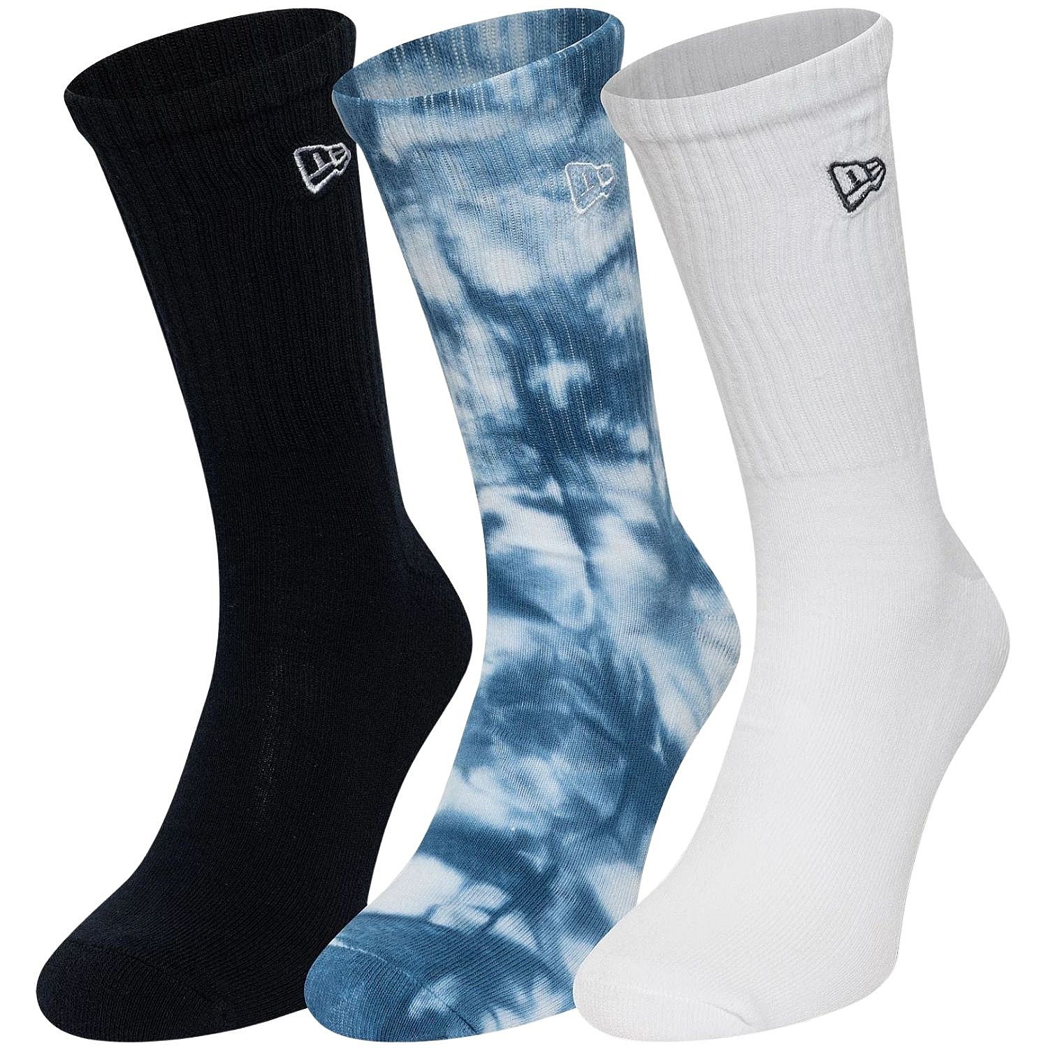 socks New Era Tie Dye Crew 3 Pack - White/Navy